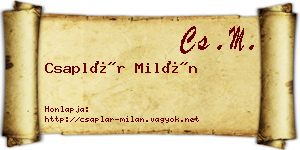 Csaplár Milán névjegykártya